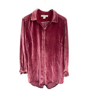 Tommy Bahama Crushed Velvet Sands Button Shirt Silk Blend Women’s S Pink